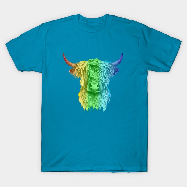 LGBTQ+ Highland Cow - Hand Drawn Illustration T-Shirt by Squidoodle
